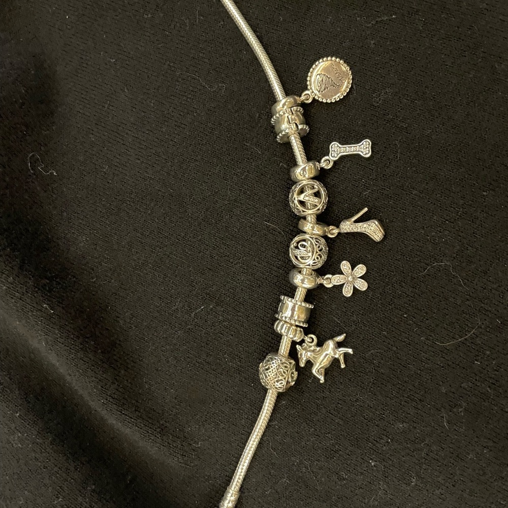 Pandora Silver Charm Bracelet with Unique Charms